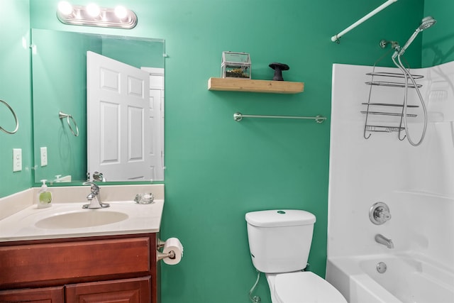 full bathroom featuring vanity, toilet, and shower / bathtub combination