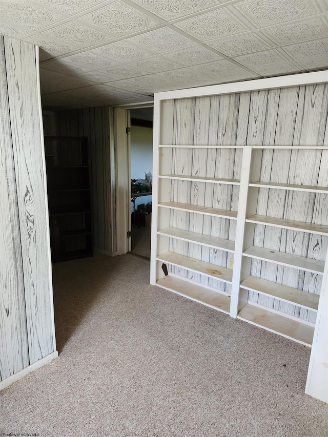 413 Green Acres Cir, Spencer, WV 25276 - empty room with wood walls and carpet floors