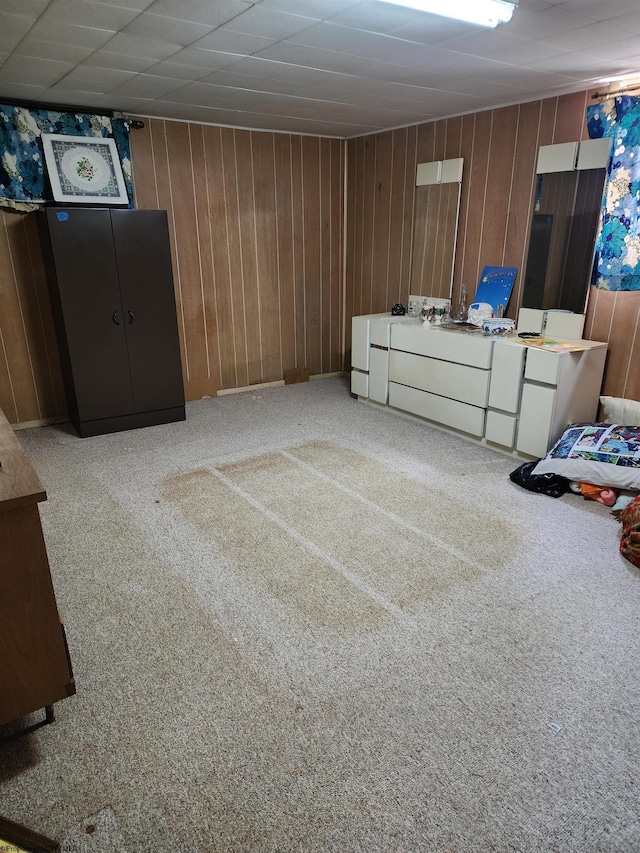 413 Green Acres Cir, Spencer, WV 25276 - interior space featuring wooden walls and carpet flooring