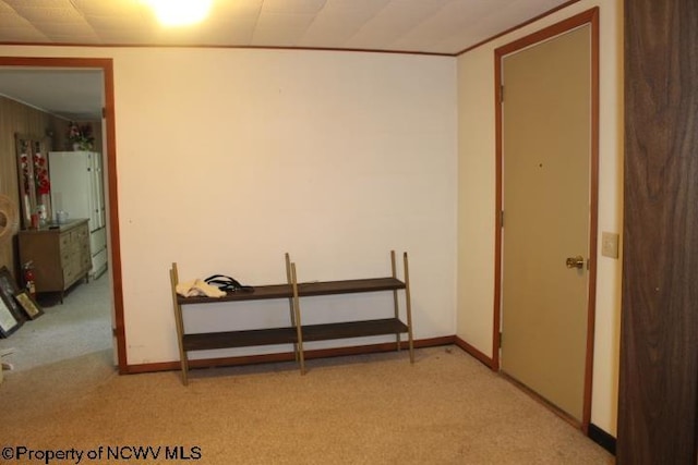 413 Green Acres Cir, Spencer, WV 25276 - interior space with crown molding, light colored carpet, and baseboards