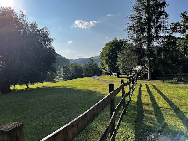 view of yard featuring a mountain view