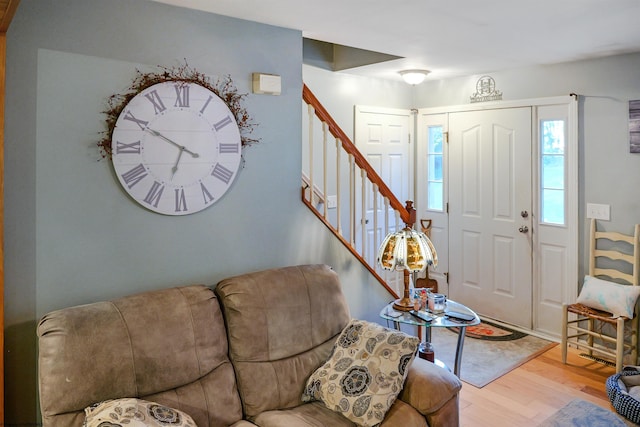 entrance foyer with light hardwood / wood-style flooring