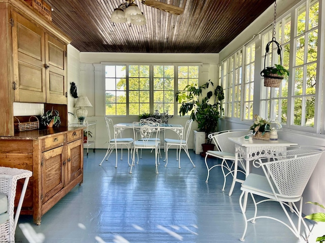 sunroom / solarium with wooden ceiling