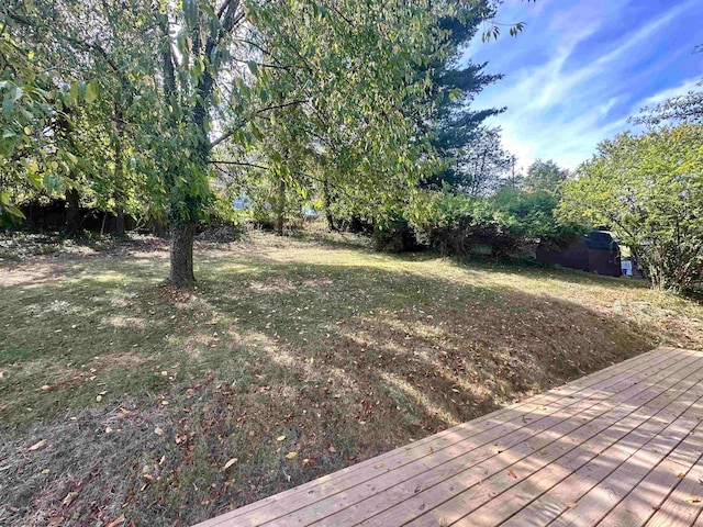 view of yard featuring a wooden deck