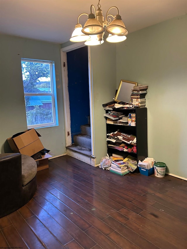 interior space with dark wood-type flooring