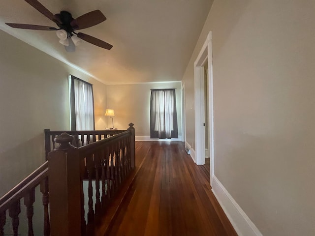 hallway featuring dark hardwood / wood-style floors and plenty of natural light