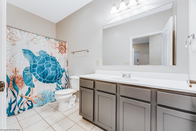 bathroom with tile patterned floors, vanity, and toilet