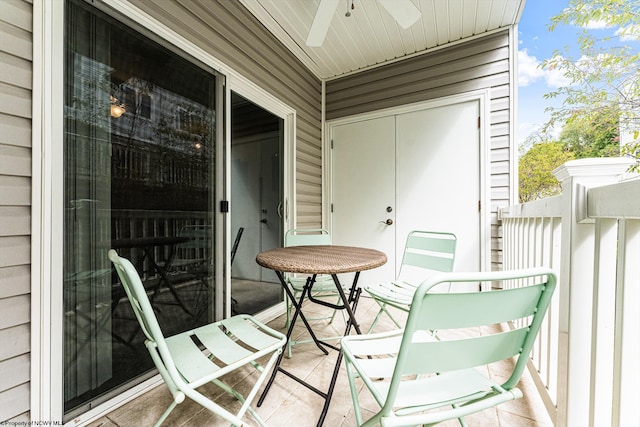 balcony with ceiling fan