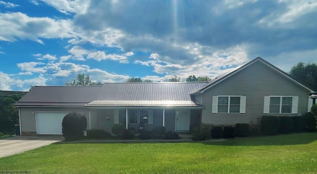 490 Deer Creek Ln, Buckhannon, WV 26201 - view of front of house with an attached garage, driveway, a front yard, and metal roof