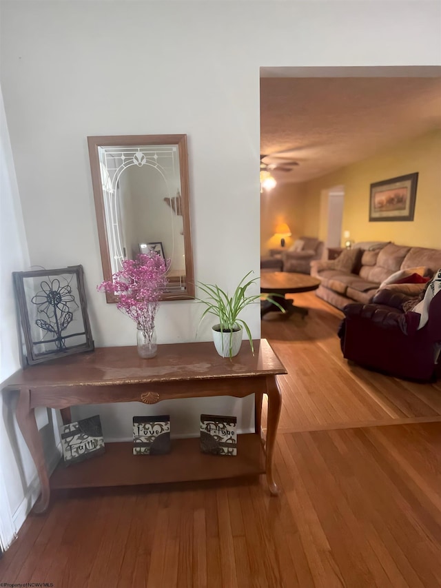 interior space with hardwood / wood-style flooring