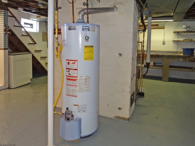 utility room featuring water heater