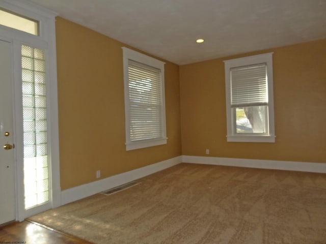 interior space with carpet flooring and a wealth of natural light