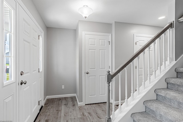 foyer entrance featuring light hardwood / wood-style floors