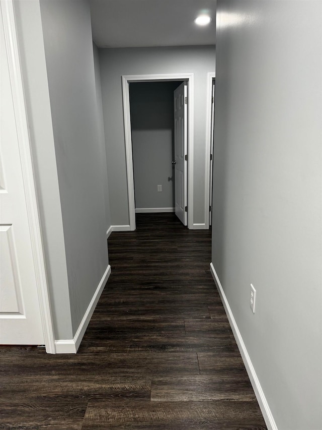 hall with dark hardwood / wood-style flooring