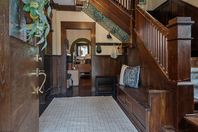 interior space with wood walls