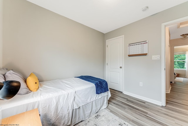 bedroom featuring light wood-type flooring