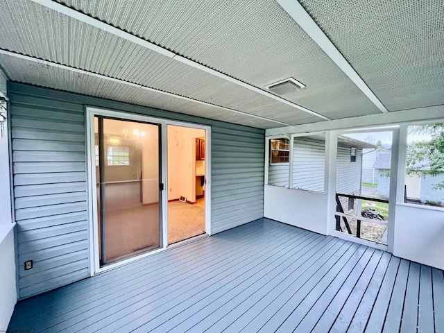 view of unfurnished sunroom