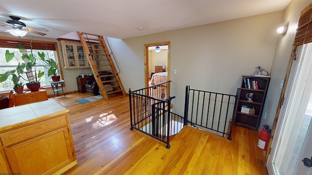 hallway with light hardwood / wood-style flooring