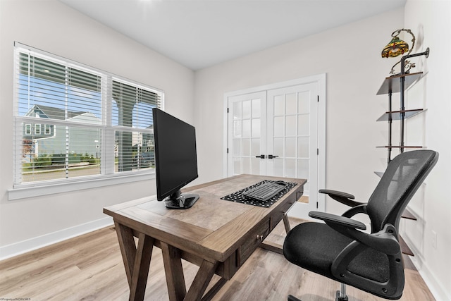 office area featuring light hardwood / wood-style flooring