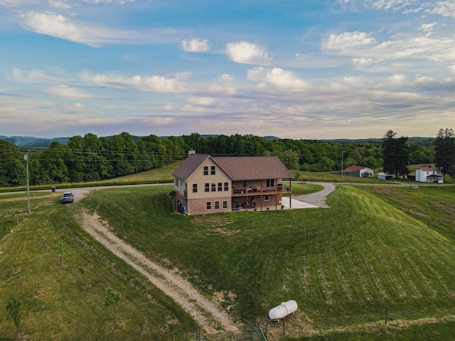 aerial view featuring a rural view