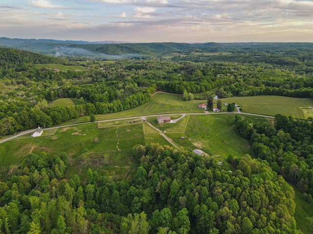 view of aerial view at dusk