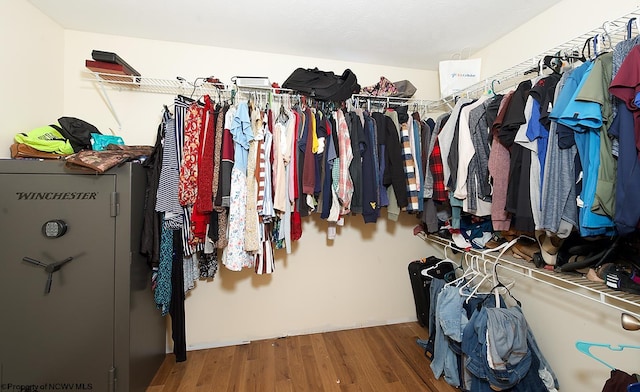 spacious closet featuring hardwood / wood-style floors