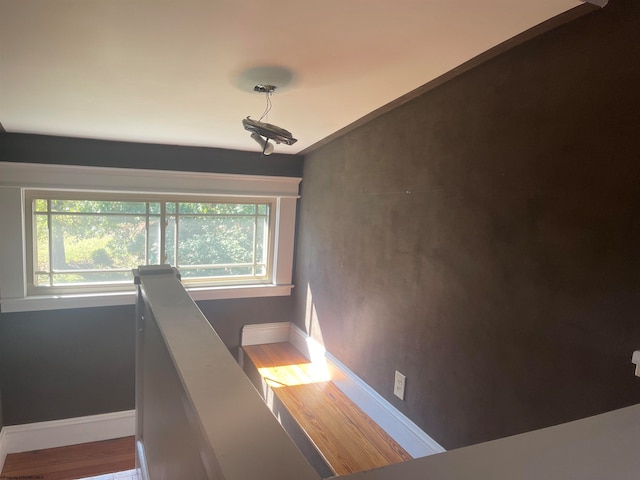 stairway featuring wood-type flooring and plenty of natural light