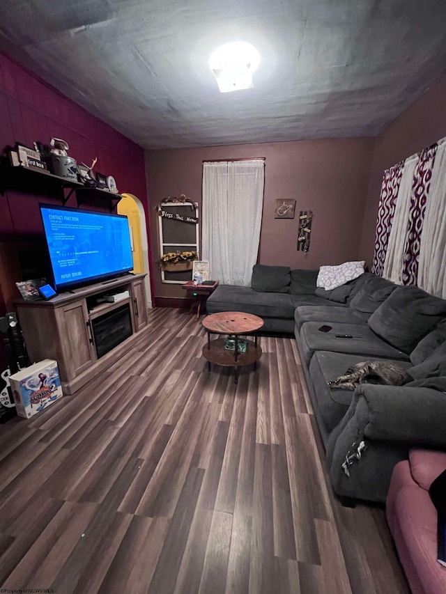 living room featuring hardwood / wood-style flooring