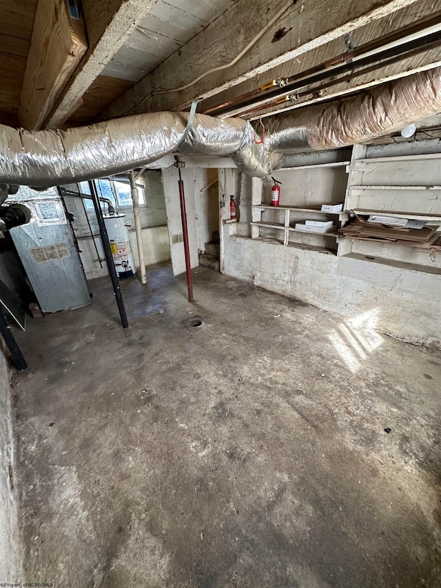 basement with gas water heater