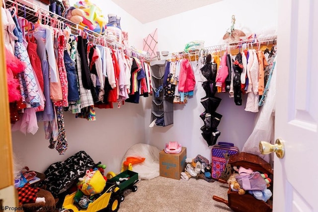 spacious closet with carpet flooring