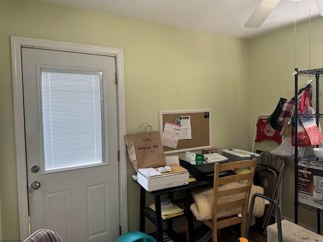 home office with ceiling fan