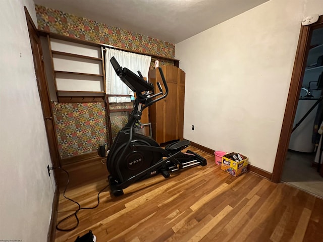 exercise area with hardwood / wood-style floors