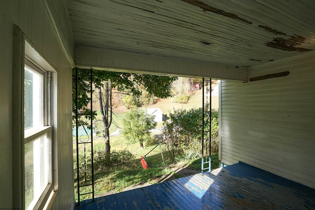 view of unfurnished sunroom