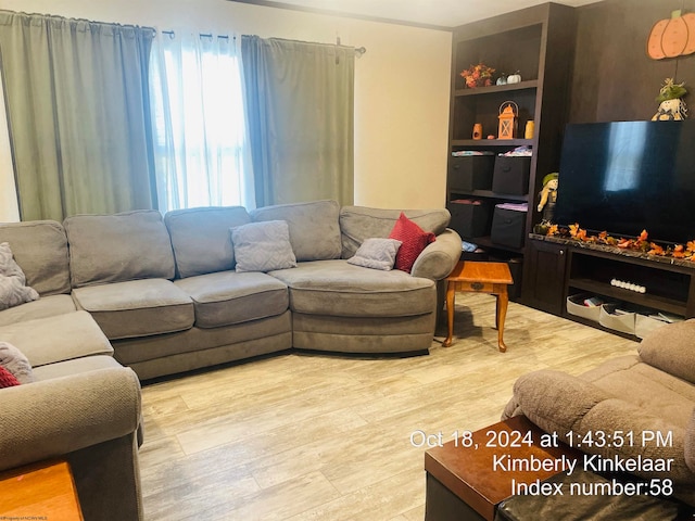 living room with light hardwood / wood-style flooring