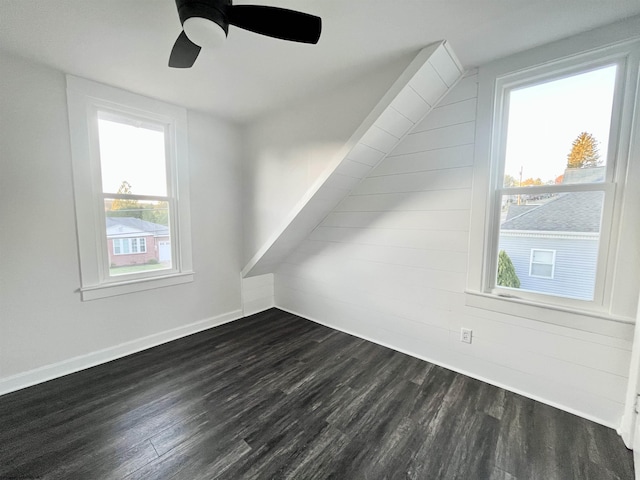 428 James St, Bridgeport, WV 26330 - bonus room featuring dark wood-style flooring, ceiling fan, and baseboards