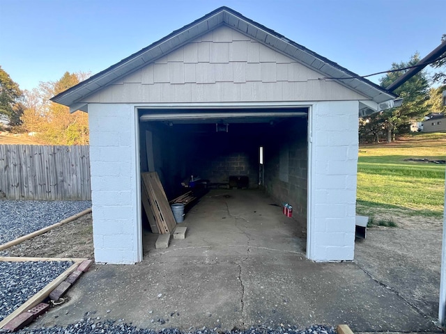 view of garage