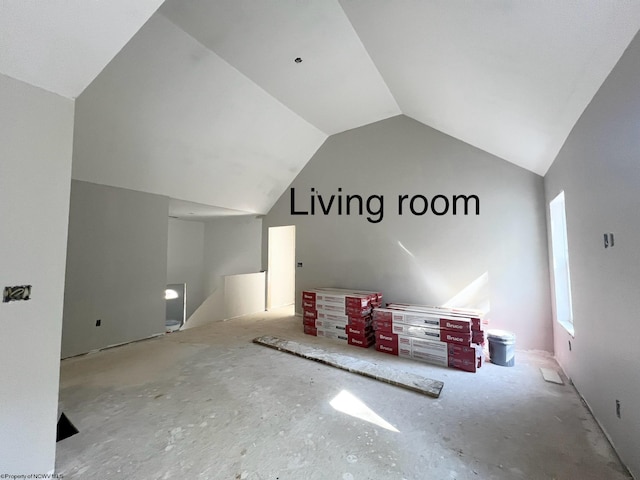 additional living space featuring vaulted ceiling