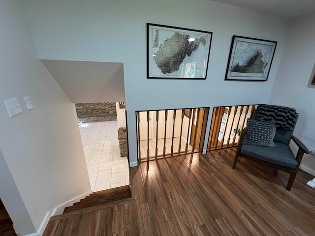 living area with wood-type flooring