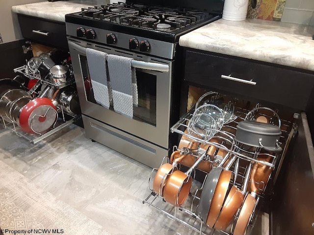 kitchen featuring high end stove