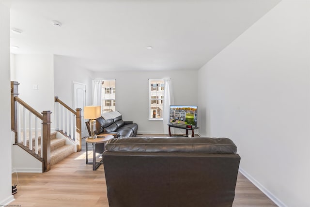 living room featuring light wood-type flooring