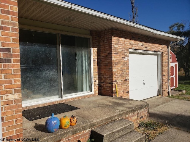 exterior space featuring a garage