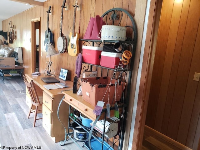 2100 Whitmer Rd, Harman, WV 26270 - home office featuring wooden walls and wood finished floors