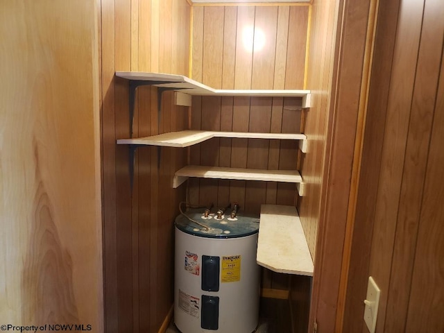 view of sauna / steam room featuring wooden walls