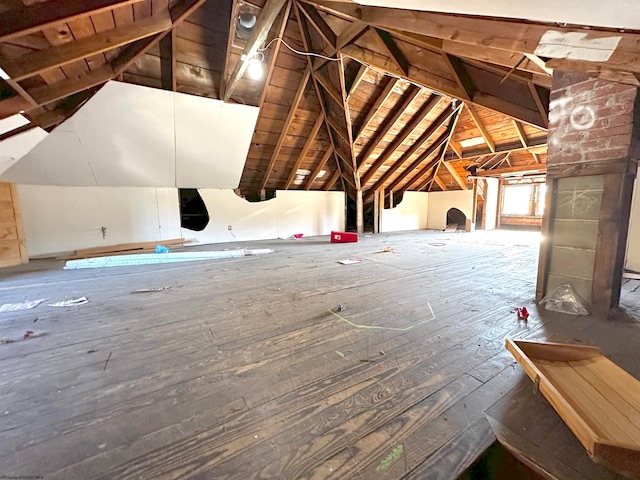 view of unfinished attic