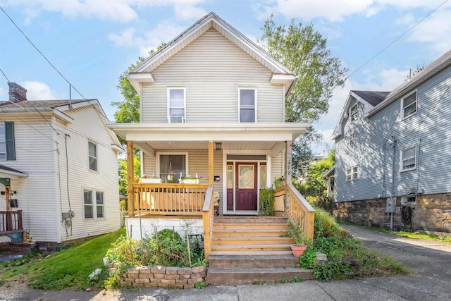 view of front property with covered porch