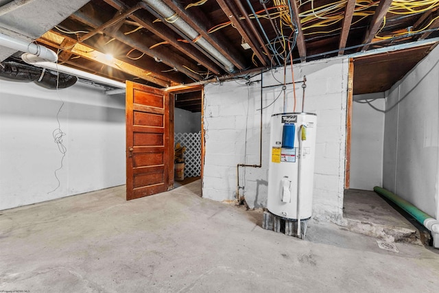 basement with electric water heater