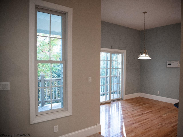 unfurnished dining area featuring hardwood / wood-style flooring