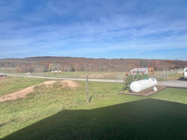 view of yard with a rural view