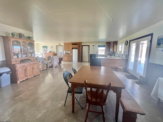 dining space with french doors