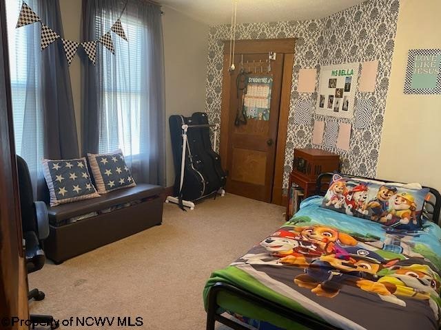 bedroom featuring carpet